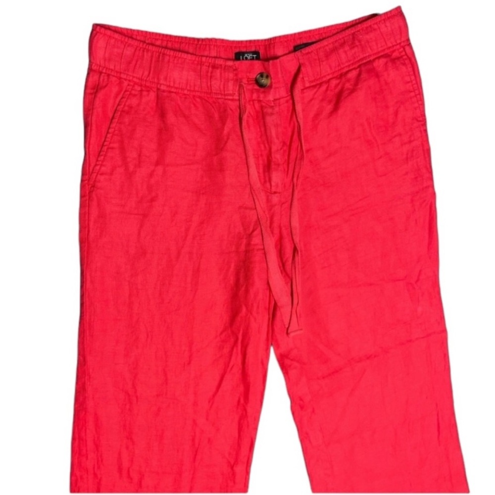 LOFT Marisa Wide Leg Linen Pants, Fuchsia, S